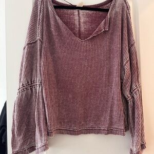 Purple Waffle Knit Long Sleeve Top